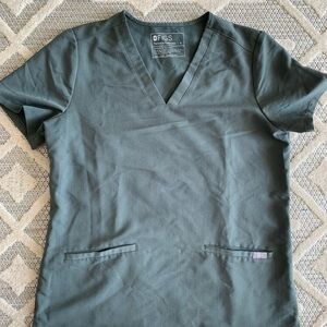 Figs Dark Green Scrub Top